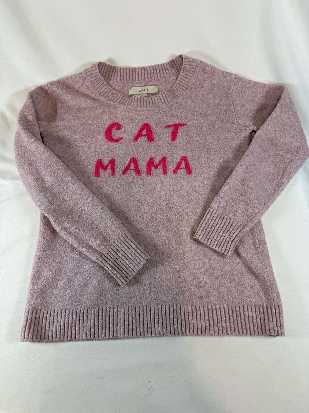 Loft Cat Mama Sweater Size XXS Pink Wool Blend Pullover coquette, soft girl, dus